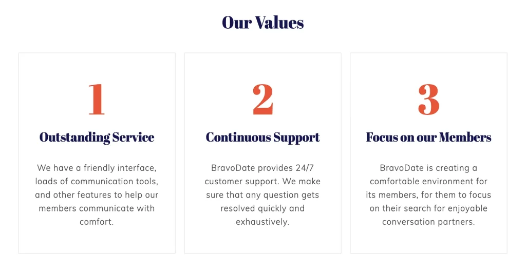 BravoDate.com core values