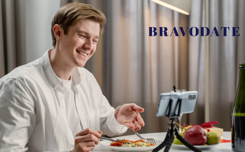 User is communicating on BravoDate dating site